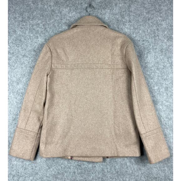 J Crew Melton Peacoat Jacket Womens 4T Beige Double Breasted Italian Wool Preppy - Picture 10 of 14